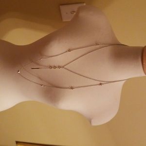 Double chain necklace - gold w crystal studs